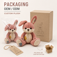 Jouets en peluche de lapin brodés sur mesure, logo et taille personnalisables, emballage cadeau, OEM ODM, faible MOQ, fabricant de peluches