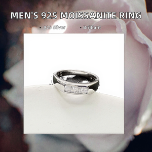 Luxury Jewelry Supplier Premium Men's Jewelry 925 Silver Engagement Valentine's Day Gift 0.3ct Moissanite Rhodium <b>Ring</b> - Product Image 2