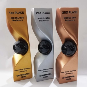 Nuevo Trofeo de Oro, Plata y Bronce, Medalla Personalizada Grabada, Trofeo de Cristal Negro en Forma de Tierra - Product Image 3