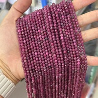 Perles de pierres précieuses en rubis naturel de 2 mm, 3 mm, 4 mm, mini-perles facettées rondes, pierres en vrac pour la fabrication de bijoux