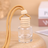 Diffuseur suspendu personnalisable pour voiture, flacon en verre rechargeable avec bouchon à vis en bois en forme de couronne, 5ml, 8ml, 12ml