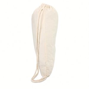 Custom Logo Outing Laundry Lunch School Camping Reusable Canvas <b>Backpack</b> Beige Printed Drawstring Bags - Product Image 3