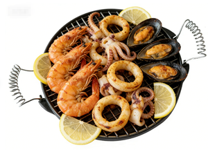 Poêle à griller classique en fonte pré-culottée, matériau métallique durable, écologique et alimentairement sûr pour rôtir et sauter les légumes - Product Image 6