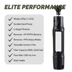 Pureeasy Portable survie en plein air Camping randonnée <span class=keywords><strong>filtre</strong></span> à eau pompe manuel <span class=keywords><strong>filtre</strong></span> à eau en céramique - Product Image 4