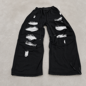 Pantalon de jogging en coton épais 420 g/m² avec logo personnalisé imprimé, effet vieilli, délavé, style vintage, coupe large, pour homme - Product Image 4
