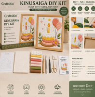 Kit de Quilting DIY Kinusaiga pour Cadeau d'Anniversaire, Kit d'Artisanat Sans Couture pour Débutants, Décoration Murale, Ensemble Cadeau – Tous les Matériaux Inclus