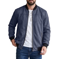 Blouson Bomber Homme en Polyester/Spandex Couleur Unie Zippé Col Baseball Vintage Manches Longues Style Punk Automne Patchwork Polyester