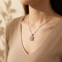 Meilleure Vente : Collier Femme en Argent Sterling S925 Plaqué Rhodium avec Pendentif Moissanite Cube 1 Carat Certifié GRA et Chaîne Maille Forçat
