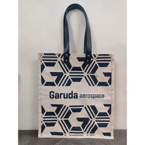 Custom Logo Juco Tote <b>Bag</b> <b>Foldable</b> <b>Beach</b> Handbag with PU Handles Rivets Reusable Eco Friendly Shopping Carry <b>Bag</b> for Travel - Product Image 2