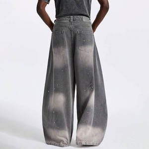 Pantalones Vaqueros Holgados YUCE 2026, Estilo Vintage, Degradado Gris Lavado, con Salpicaduras de Pintura, Estilo Urbano, Vaqueros de Pierna Curva con Efecto Desgastado para Hombre - Product Image 3