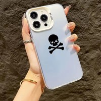 Coque de téléphone Crâne Noir pour iPhone 15 16 17, Coques iPhone 14 13 12 11 Pro Max Mini XS Max X 7 8 Plus SE, Housse en Silicone TPU Mat