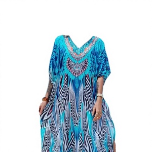 2024 Women Plus Size Summer <b>Beach</b> Swim Cover Loose Fit Resort Wear Maxi <b>Kaftan</b> Dress Viscose Cotton Digital Printed Leopard - Product Image 4
