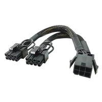 Câble d'alimentation double GPU 8 broches 22 cm, adaptateur PCI-E 6 broches vers 2x8 (6+2) broches avec gaine en peau de serpent pour cartes graphiques