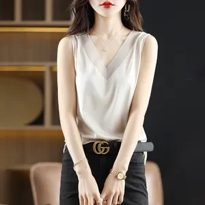 V-neck Knitted Silk Suspender Women's Vest New Korean Version Loose Sweater Vest Summer Sleeveless Vest