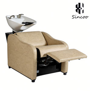 Chaise de lavage de cheveux de salon moderne, durable et de haute qualité, avec cuir PU et lavabo en céramique, couleur personnalisable pour salon de coiffure - Product Image 3