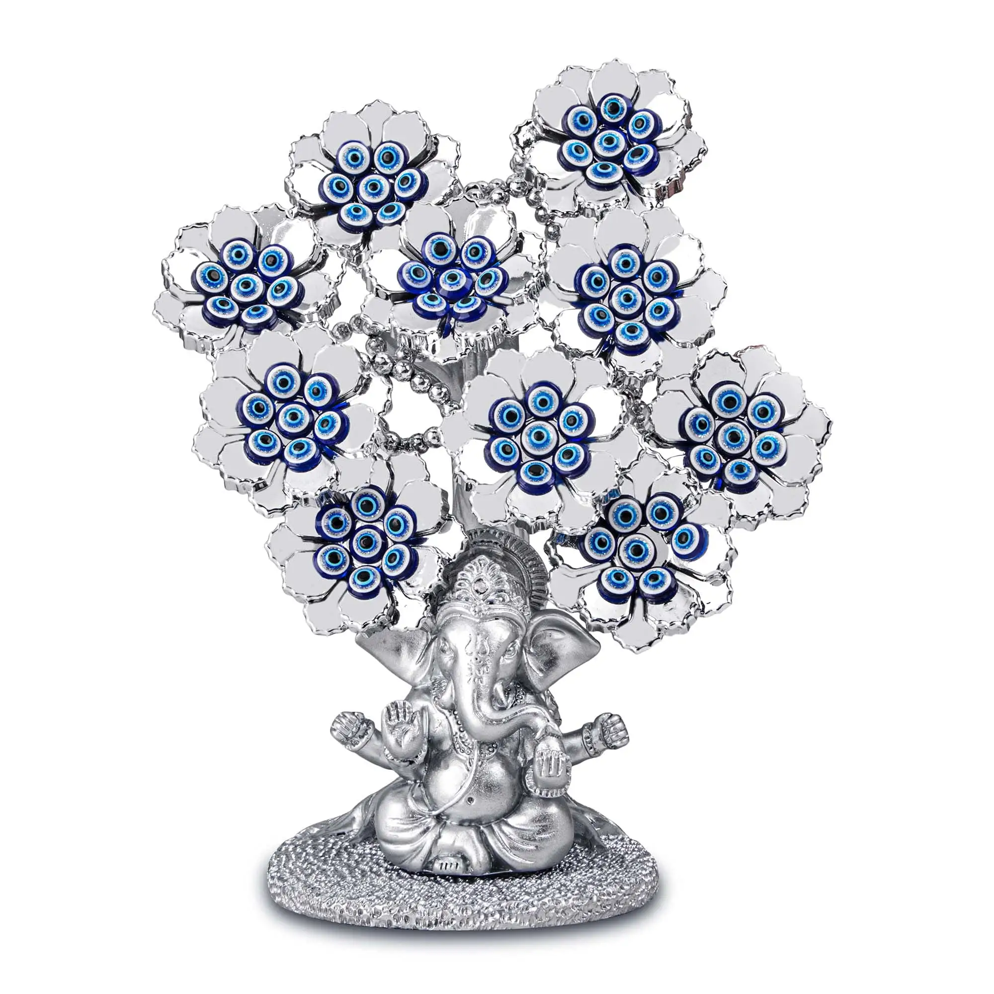 Nazar çiçekleri Ganesha Hindu fil tanrı heykeli ile şanslı ağaç ev ofis Feng Shui süs