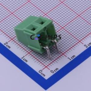 KF128R-5.0-2P Screw Terminal Block Bent Lead Through Hole,P=5mm Connector ( Construction: 1x2P )( Pitch: 5mm )( Color: Green ) - Product Image 2