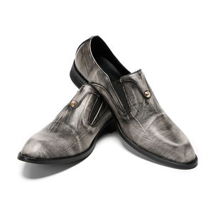 NA537 مصنوع يدويًا للرجال طبقة علوية من جلد البقر على الموضة أنيق رمادي للعمل كاجوال جلد بقر مقاس كبير رسمي للعمل الاجتماعي - Product Image 4