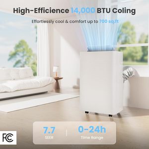 Candy Climatiseur portable 14000 Btu 3 en 1, ventilateur déshumidificateur, blanc, capacité de 68 pintes - Product Image 2