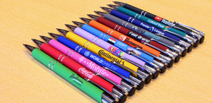 Soft <b>Rubber</b> <b>Matte</b> Coated Click Ballpoint Pen With Double Silver Chrome Rings, Multi Bright Color Retractable Advertising Pen - Product Image 6