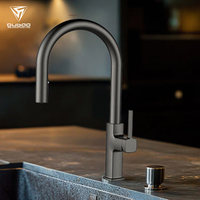 Robinet mélangeur de cuisine en laiton plaqué gris anthracite avec pistolet de lavage intégré et certificat CUPC