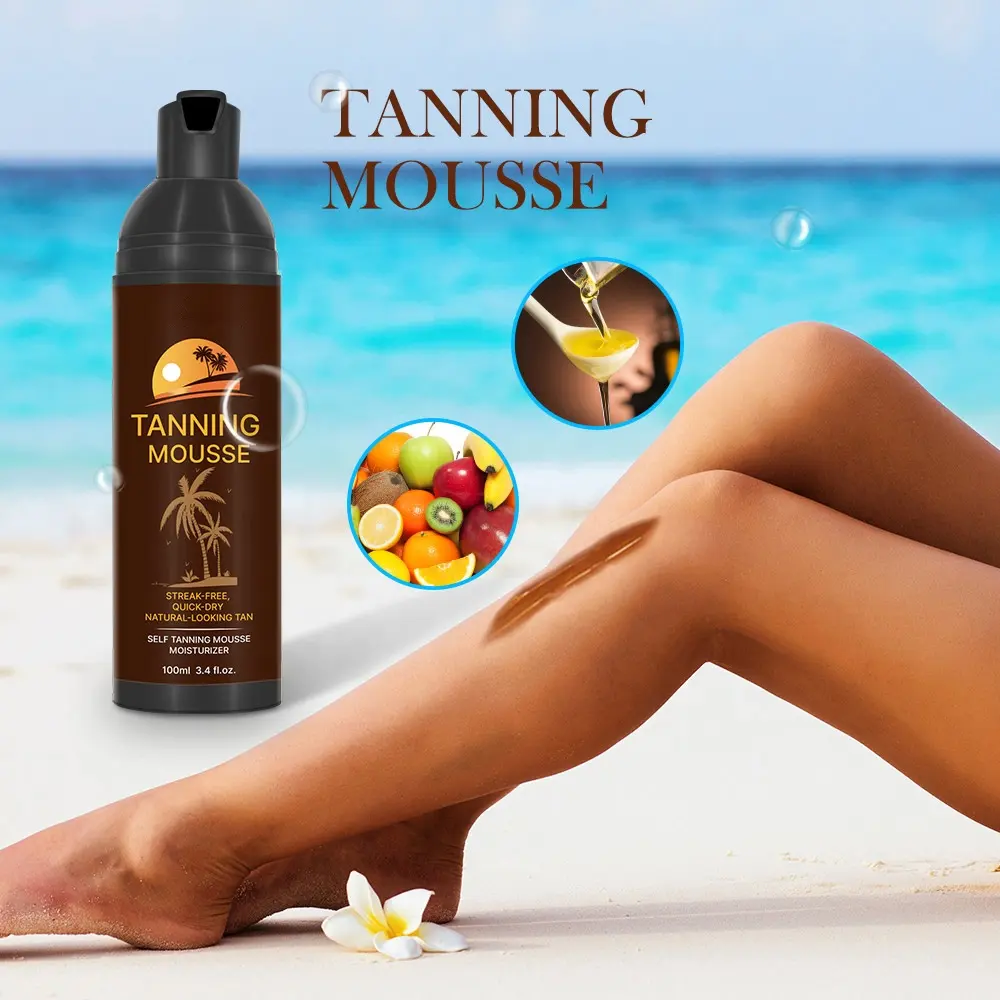 Sunless Spray Tanning Instant Dark solution Self Tan Long-Lasting Face Body Tanning Mousse