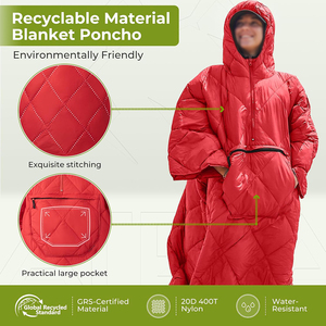 Couverture en polyester simple à capuche pour adulte, portable, chaude, coupe-vent, imperméable, <span class=keywords><strong>poncho</strong></span> pour le camping par temps froid - Product Image 4