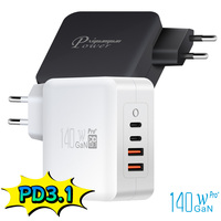Productos para Dropshipping 2026, En Tendencia, Venta al Por Mayor, Enchufe Europeo, 2c2a, Tipo C, USB-A, PD3.1, PPS, Gan, Cargador Rápido de 140w para Laptop USB-C, 4 Puertos