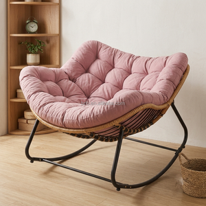 Factory Hot <strong>Sale</strong> Oversized Modern Design Indoor/Outdoor <strong>Rocking</strong> <strong>Chair</strong> Sturdy Comfy Rocker Recliner Large Lounging <strong>Chair</strong> Beige - Product Image 2
