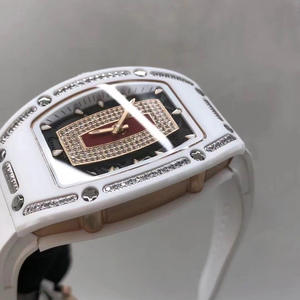 Nouvelle montre 2026 RM007 en céramique blanche, montre tonneau, montre pour femme de haute qualité incrustée de diamants - Product Image 4
