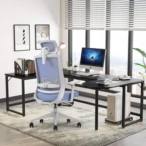 Elegante silla de oficina giratoria de lujo de diseño contemporáneo de malla de PP giratoria reclinable con reposacabezas ajustable para trabajo con ordenador