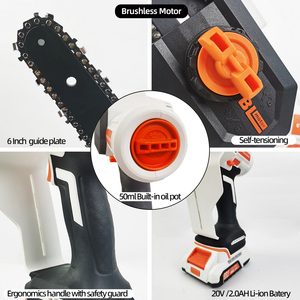 Vertak 20V <span class=keywords><strong>Mini</strong></span> <span class=keywords><strong>scie</strong></span> <span class=keywords><strong>à</strong></span> <span class=keywords><strong>chaîne</strong></span> sans balais 6 pouces tronçonneuse électrique portable meilleure tronçonneuse <span class=keywords><strong>à</strong></span> main alimentée par <span class=keywords><strong>batterie</strong></span> - Product Image 3