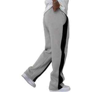 Pantalones Deportivos Personalizados para Hombre, Grises y Negros con Franja Lateral, Cintura Elástica con Cordón, Corte Holgado y Recto, con Bolsillos, Transpirables - Product Image 1