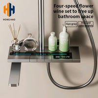 Ensemble de douche en alliage d'aluminium de haute qualité, finition noire mate, avec mitigeur eau chaude et froide, barre coulissante et douchette pluie à valve céramique brossée