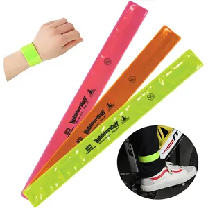 Reflektif Snap Pop Ban Lengan Ankleband Tape Band untuk Sepeda Bersepeda atau Ransel Tali Orange/Jeruk Nipis