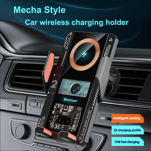 Nuevo Soporte para Teléfono y <span class=keywords><strong>Cargador</strong></span> Inalámbrico para Auto T8, Estilo Mecha, con Sensor Automático, Aleación, Rotación de 360 Grados - Product Image 2