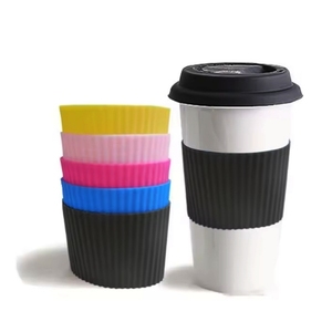Mug de voyage réutilisable écologique, tasse personnalisée imprimée avec manchon et couvercle en silicone - Product Image 2