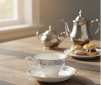 Tasses et soucoupes rondes en porcelaine fine écologiques de luxe moderne 180 ml – Cadeau d'affaires – En stock – Beijing HIHUI Nuages Auspicieux