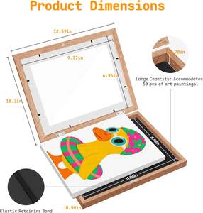 Cadre d'art pour enfants en bois massif à ouverture frontale, cadre d'affichage d'œuvres d'art pour enfants modifiable, rangement mural, décoration murale, cadres à dessin - Product Image 5