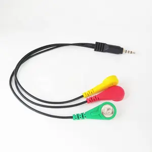 ECG Adapter Cable 2 Lead Wire 3.2MM Female Snap ECG Cable with 3.5MM Stereo Jack Mindray ECG cable