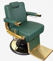 Fauteuil de barbier hydraulique antique doré brun avec siège confortable et structure en aluminium pour salon de coiffure