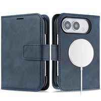 Casing Ponsel Dompet Magnetik untuk iPhone Duo, Kompatibel dengan Pengisian Daya Nirkabel, Tahan Banting, Penutup Lipat Kulit PU, Sudut Berbantalan Udara