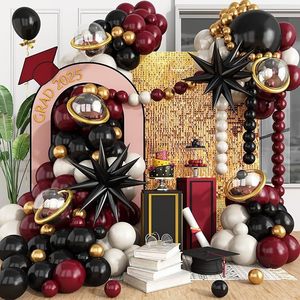 2025 di compleanno di compleanno di compleanno palloncini di ghirlanda Set di decorazioni per feste in oro rosso nero solo per cerimonia di laurea - Product Image 1