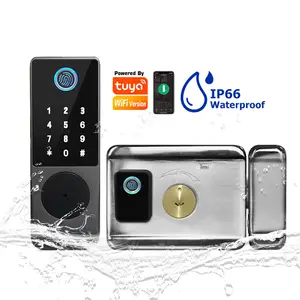 Cerradura biométrica inteligente para puerta, dispositivo de cierre con huella dactilar, Wifi, Tuya, por aplicación, con llave mecánica, nuevo diseño