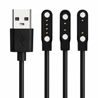 Câble de charge magnétique universel 2 broches 4 mm 7,62 mm 4 broches, cordon de charge USB noir et blanc pour montres intelligentes