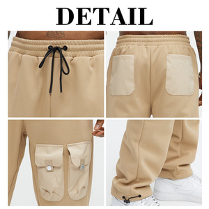 KingSen High Quality Heavyweight Cotton Cargo Joggers <b>Pants</b> Patchwork Nylon Multi Pocket Soft Sporty Streetwear Sweatpants - Product Image 6