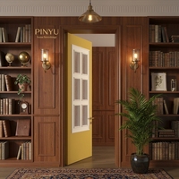 Ensemble de portes intérieures pour armoire de chambre et placard, en bois massif mouluré à six panneaux, blanc moutarde contrastant, pour hôtel boutique