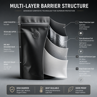 Sac de conservation alimentaire vertical en aluminium imprimé sur mesure avec fermeture éclair