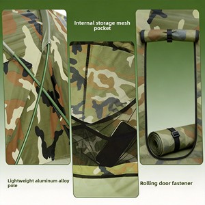 <span class=keywords><strong>Tente</strong></span> <span class=keywords><strong>tunnel</strong></span> camouflage 1 personne, imperméable PU8000mm, pour randonnée et backpacking, avec moustiquaire, poteaux en aluminium, portable - Product Image 4