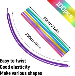 VANTUR Magic Tying Twist Latex Strip <b>Balloons</b> (Metallic Chrome Thick) for Halloween Birthday Mother's Day Decorations - Product Image 3
